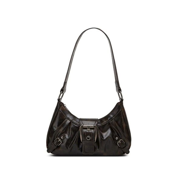 2 a T Boutique Handbags - Y2K Retro Style Shoulder Bag, Maillard Pleated Rivet Armpit Bag, Leather